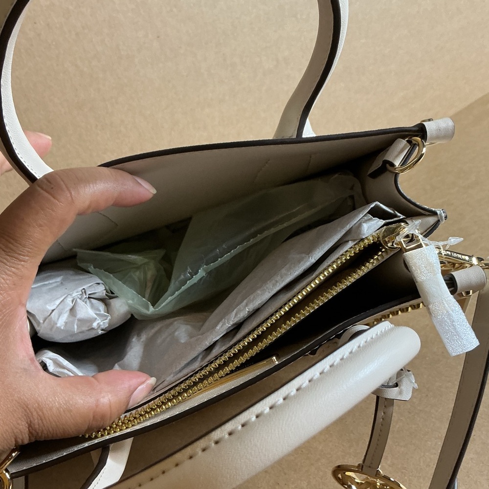 Michael Kors White Satchel with Gold Studs - Picture 8 of 11